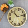 Väggklockor Creative Nordic Minimalist Solid Wood Clock Original 3D Stereo Stor vardagsrum Rund Mute Trä hängande bord