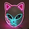 Party Maskers Halloween EL Kleur Neon Cosplay LED Gloeiende Anime Kat Glow in The Dark DJ Club Props 2209202980249