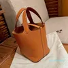 Bags Large Designer Bag Locks Top Layer Cowhide Litchi Pattern Basket Bucket Capacity Women's