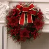 Decorative Flowers Christmas Wreath Round Sequined Floral Bowknot Leaf Festival Hanging Table Decoration