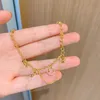 Дизайнерские золотые браслеты Роскошные дизайнеры Love Bangle Женские буквы Цветочный браслет-обруч с подвесками Модные украшения265J