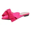 Talltor 2022 V￥r- och sommarskor Korean Silk Satin Pointed Bow Tie Baotou Flat Heel Set Semi