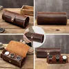 Watch Boxes Leather 3 Storage Roll Cases Round Shape Bracelets Cufflinks Earrings Portable Accessories Pouch