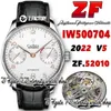 ZF V5 zf500704 A52010 Automatic Mens Watch White Power Reserve Dial Gold Number Markers Stainless Case Black Leather Strap 2022 Super Edition eternity Wristwatches