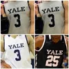 Nik1 NCAA College Yale Baloncesto Jersey 10 Matthue Algodón 11 Michael Feinberg 14 Jameel Alausa 20 Paul Atkinson Costura personalizada
