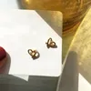 Stud Earrings 1 Pair Ear Post Gold Color Heart For Women Jewelry Concise Daily Accessories 7mm X 6mm