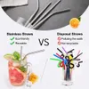 215mm Stainless Steel Straight Straw Practical Drinking Straw Easy to clean Straws Metal Bar Family kitchen tools Wholesale