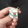 Broschen EAT ME OUT Niedliche Box Emaille Anstecknadeln Weißer Karton Abzeichen Mode Geschenke für Freunde Schmuck Großhandel