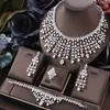 Other Jewelry Sets wedding Luxury cubic zirconia tassel bride necklace drop earrings bracelet and ring 4pcs dubai full jewelry set for bridal 220921