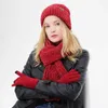 Berets chenille zimowy kapelusz i szalik dla kobiet wełnianych czaszki dziewczynki beain żeńska czapka szaliki rękawiczki czerwone kolor