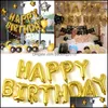 Party Decoration Happy Birthday Alphabet Balloons 16Inch Foil Helium Balloon For Girls Boys Event Festive Supplies Drop D Packing2010 Dhlud