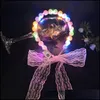 Party Decoration Children Adt Girls Led Light Up Glowing Veil Pearl Beads Headband Headwear Hair Band Holiday Clothing Costume Drop D Dhpju