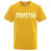Męskie koszulki Trapstar London Undersea Blue Printed T-shirt Men Summer Oddychanie swobodny krótki rękaw Street Bottoned Sports Fashion 66ess