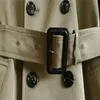 Men's Trench Coats Mens Clothes Slim Overcoat Long Sleeve Fashion Khaki Black