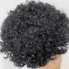 Brazylijska dziewicza Remy Human Hair Piece Wtryskiwane węzły 16 mm Curl 1# Jet Black Color 8x10 Pełna grupa pu dla mężczyzn Express Dostaw