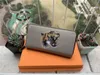 2023 Animal Print Single Zipper Wallet Wholesale 6 Couleurs Mode Hommes Femmes Portefeuilles En Cuir Titulaire De La Carte Dames Longue Bourse Avec Boîte 60017