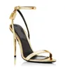 24S Lady Sandal Padlock Naked Sandal Luxury Brands Gold Heel -Heel Shiny Nappa Leather Pointy Wedding Party Dress Pump Ankle Strap With Box