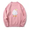 Männer Pullover Harajuku Übergroßen Gestrickte Pullover Männer Cartoon Ente Gans Stickerei Jumper Japanische Mode O Hals Streetwear Paar Unisex 220920