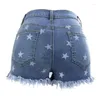 Shorts pour femmes Push Up Jean Denim Femmes Summer Casual Star Imprimerie High Taist Night Club Party Dance Wear Streetwear Tassel