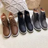 Bota de trabajo Biltmore con forro de lana de oveja AS Australia Hombres Botas cortas Botines de cuero con cordones WGG Zapatos de invierno Stout Marrón Plataforma negra