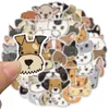 Adesivos de gato de desenho animado 50pcs adesivos de cachorro n￣o alevantes para carros de bicicleta de bicicleta grafite adesivo laptop skateboard skate water garrafa de snowboard decalques de parede infantis presentes