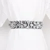 Cintos branco cinza colorido strass cós feminino europeu flor de cristal joia espartilho vestido cinto feminino elástico elástico alto cinta