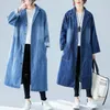 Trench feminina Coats femininos coreanos soltos de bolso de bolso grande camisa de camisa de camisa longa quebra -vento Tide Vintage Single Bastested