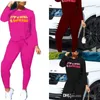 Dames 2 -delige broek set plus maat 5xl sportkledingbrief bedrukte sweatshirt lente herfst casual streetwear mode sportpakken