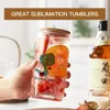 Sublimation 16oz Glass Water Bottles with Bamboo Lid Reusable Straw Beer Can Transparent Tumbler Soda Can Cup 921