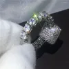 Cluster Rings Luxury Court Style Engagement Wedding Band For Women Men Zircon Cz White Gold Filled Ring Bridal Jewelry