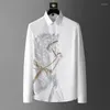 Men's Dress Shirts Men's Rhinestones Mens Luxury Top Diamond Men's Shirt Long Sleeve Slim Fit Casual Animal Horse Social Camisa