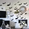 Décoration de fête 24 pièces/48 pièces Halloween accessoire 3D horreur autocollant mural noir chauve-souris PVC fond Arrangement