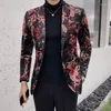 Herenpakken luxe herenclub prom pak blazer 2022 modeontwerper bloemen printen hoogwaardige heren slank fancy plus size 5xl