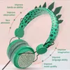 Écouteurs stéréo pliables en forme de dinosaure, animation de casque montrant le support de la carte TF, micro intégré, prise 3,5 mm pour Android et Samsung iPhone