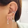 Hoop Earrings Star/Crystal/Eye Shaped Exquisite Pendant 925 Sterling Silver Ear Buckle Trendy Earring Jewelry For Women Birthday Gifts
