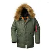 Мужские девчонки мужской парк 2022 зима N3B Puffer Jacket Men Long Canada Caste Военный меховой капюшон теплый траншея тактический бомбардировщик