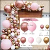 Party Decoration 148Pcs Chrome Metallic Gold Rose Pink Balloons Garland Ballon Girl Baby Shower Birthday Decor Wedding Bridal Globos Dh631