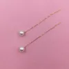 Серьги Серьги Sinya Au750 18K Gold Drop Серьга с 7-9 мм естественным круглым жемчужином с высотером с длинной цепью дизайн кисточки для женщин