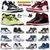 OG 농구화 Jumpman 1 1s 블랙 화이트 Chicago Rebellionaire Bred Patent Georgetown Dark Mocha Shadow Mens 트레이너 스포츠 스니커즈