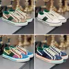 Tennis Sneaker Canvas Lyx Sko Dam Skor Casual Sneakers Beige Blå tvättad Jacquard Denim Ace Gummi 121