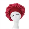 Beanie/Skull Caps Solid Color Satin Wide Band Night Hat For Women Girl Elastic Sleep Caps Bonnet Hair Care Fashion Access Luckyhxshop Dh6Bs