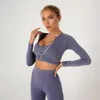 Gymkl￤der 2st Seamless Women Yoga Set Workout Sportswear Fitness Zipper L￥ng￤rmad sk￶rd med h￶g midja