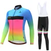 2024 Pro Frauen rosa grüne Winter Radfahren Jersey Set Long Sleeve Mountain Bike Cycling Cloding Atmungsfreie MTB -Fahrradkleidung tragen Anzug B17