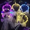 Decoração de festa crianças adt meninas lideradas iluminação véu brilho pérolas pérolas na cabeça de cabeceira banda de cabelo roupas de férias fantasia gota d dhpju