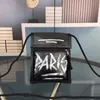 Zwarte graffiti mobiele telefoon tas vrouwen crossbody schoudertas echte lederen mode letters hand koppeling portemonnees kleine handtassen portemonnee