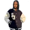 Chaquetas de mujer Y2K Patchwork de cuero Mujeres Carta Impresión Estilo universitario Abrigo deportivo Otoño Casual Uniformes de béisbol Streetwear 2022