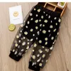 Fashion Summer Girls Kids Loose Trousers Thin Anti-mosquito Pants Toodler Flowers Leggings Casual Baby Children Wide Pants 1-6 20220921 E3