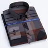 Men's Casual Shirts Dress Spring Autumn Latest Non-iron Anti-wrinkle Business Print Thin Plaid Slim Fit chemise homme 220920