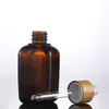 Quadratische Glastropfflasche mit Bambusverschluss für ätherisches Öl 10–100 ml