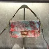 タイダイバゲットバッグトートクラッチ財布刺繍スパンコール装飾女性高品質シープスキン素材ショルダーバッグクロスボディハンドバッグ財布フラップ財布